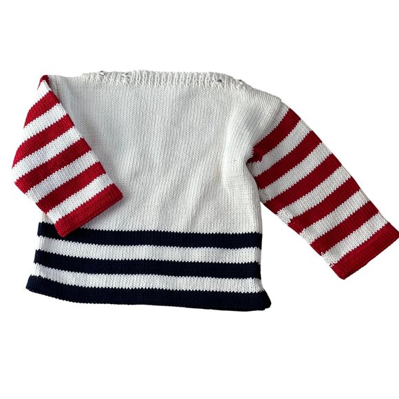 Knitting Needles Boys Pullover Knit Sweater Multicolor Striped Winter Cozy Warm - Picture 2 of 8